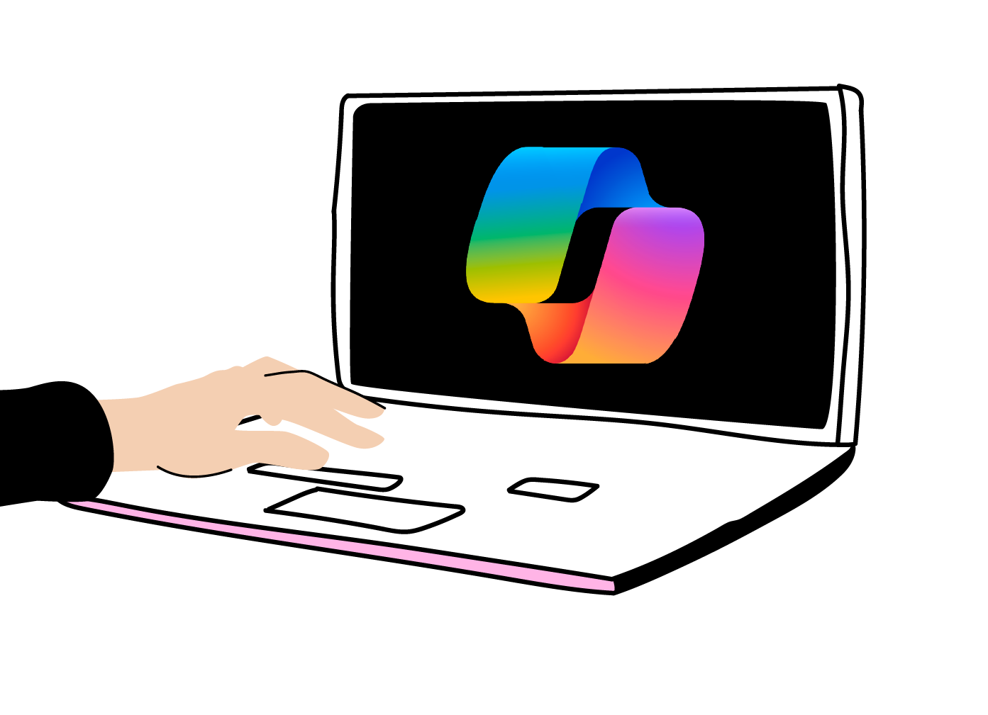 Illustration d'un ordinateur avec le logo copilot dedans 