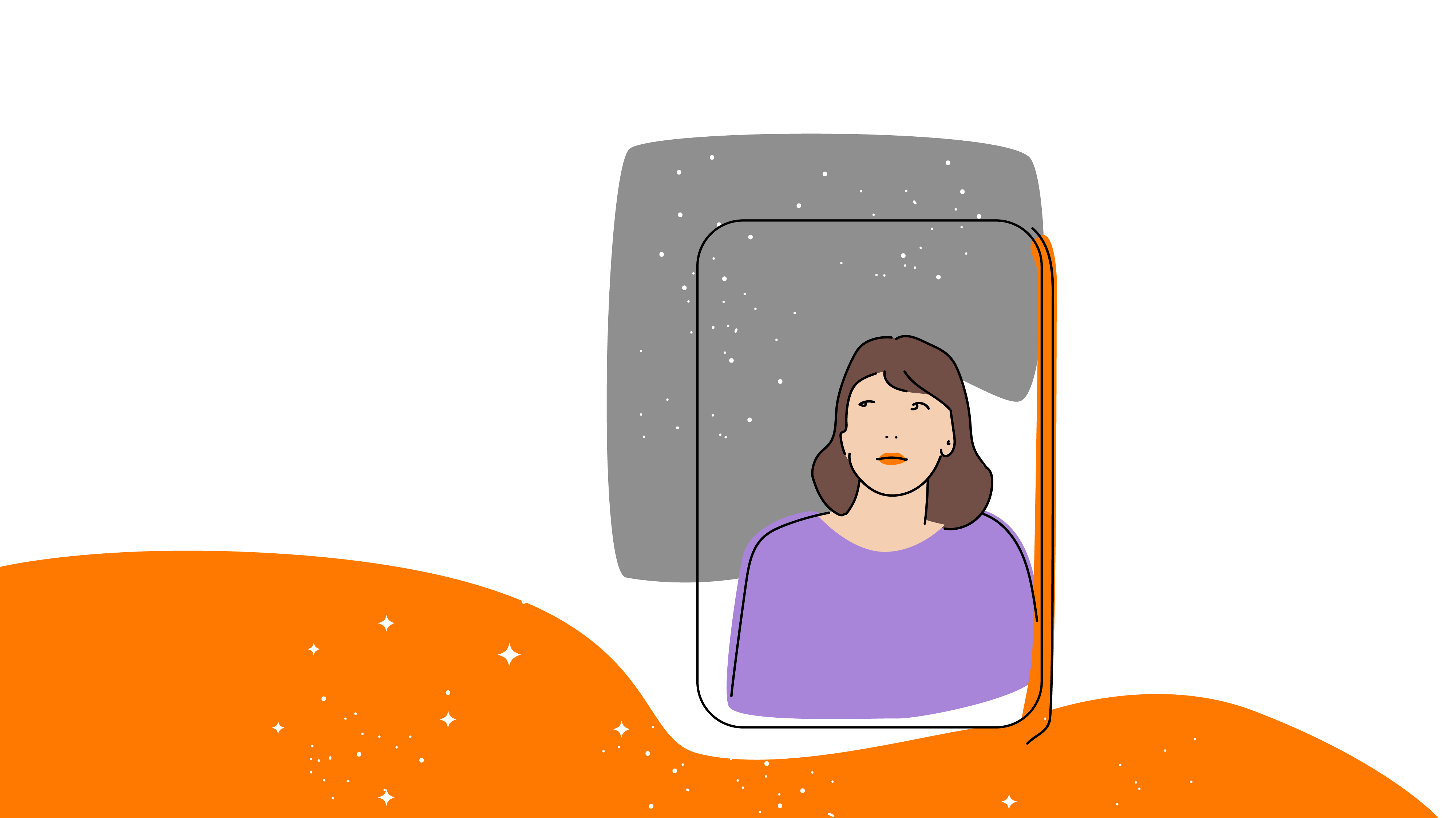 Illustration d'une femme dans un téléphone