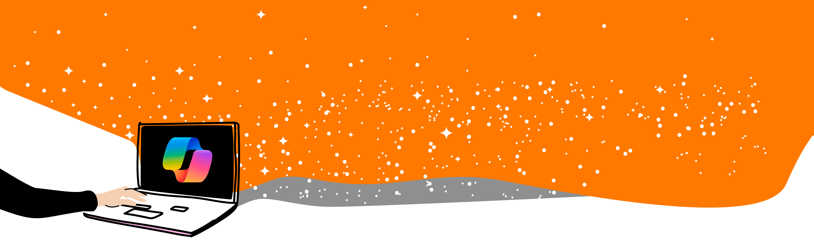 Illustration d'un bras pianotant sur un ordinateur portable