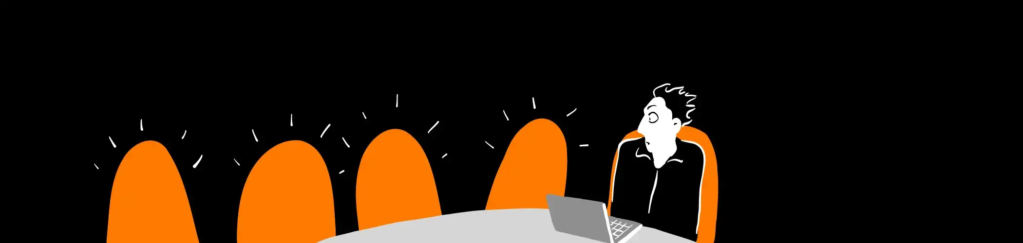 illustration : des sièges vides entourent un salarié de la cybersécurité