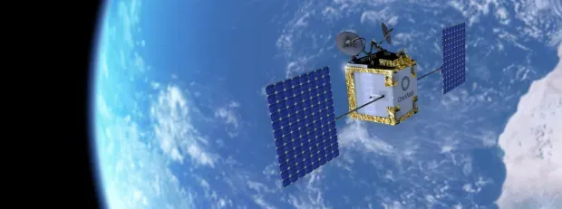 Photo d'un satellite gravitant autour de la terre 