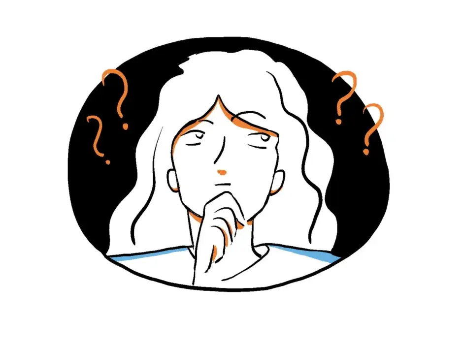 Illustration d'une femme se posant des questions